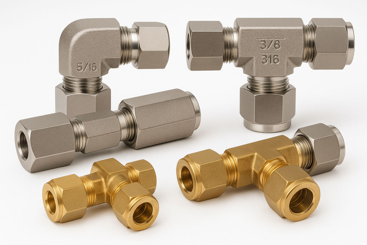 Brass Stainless Steel Elbows Tees Hydraulic Fittings